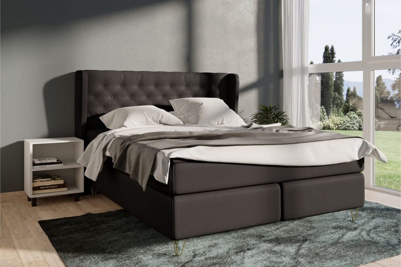 Select No 6 Komplett Sängpaket 210x210 Fast Latex/Memory - Mörkgrå/Metall V-form - Möbler - Säng - Komplett sängpaket