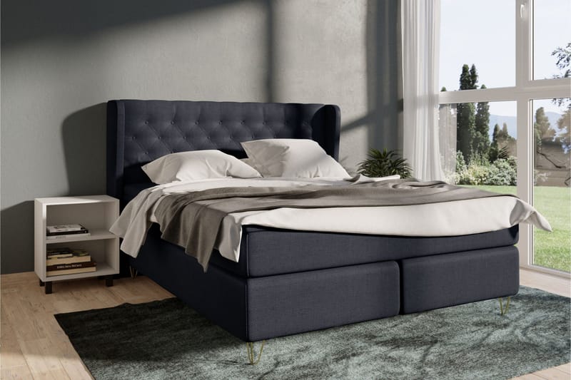 Select No 6 Komplett Sängpaket 210x210 Fast Memory/Pocket - Blå/Metall V-form - Möbler - Säng - Komplett sängpaket