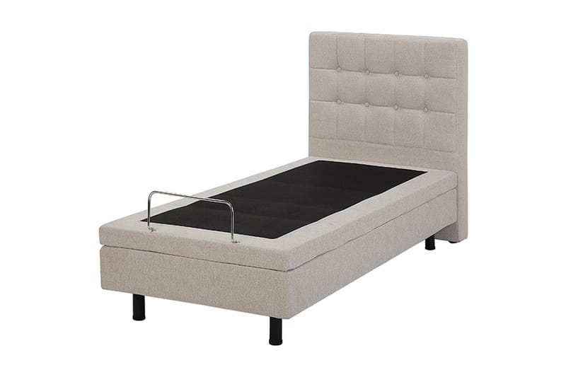 Kabbebo Komplett Sängpaket – Ställbar Säng 80x200 cm i Tyg med Sänggavel + Bäddmadrass - Beige - Möbler - Säng - Ställbara sängar