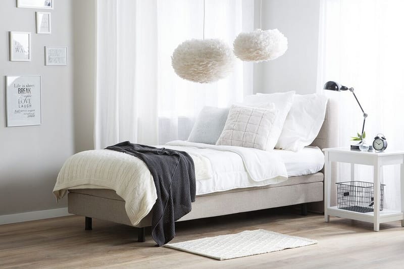 Kabbebo Komplett Sängpaket – Ställbar Säng 80x200 cm i Tyg med Sänggavel + Bäddmadrass - Beige - Möbler - Säng - Ställbara sängar