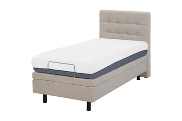 Kabbebo Komplett Sängpaket – Ställbar Säng 80x200 cm i Tyg med Sänggavel + Bäddmadrass - Beige - Möbler - Säng - Ställbara sängar