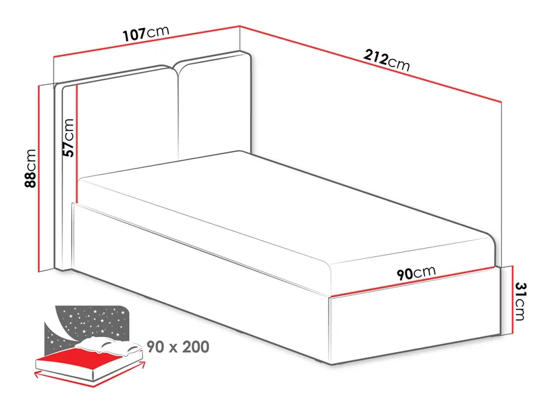 Travic Sängram 90x200 cm - Möbler - Säng - Sängram & sängstomme