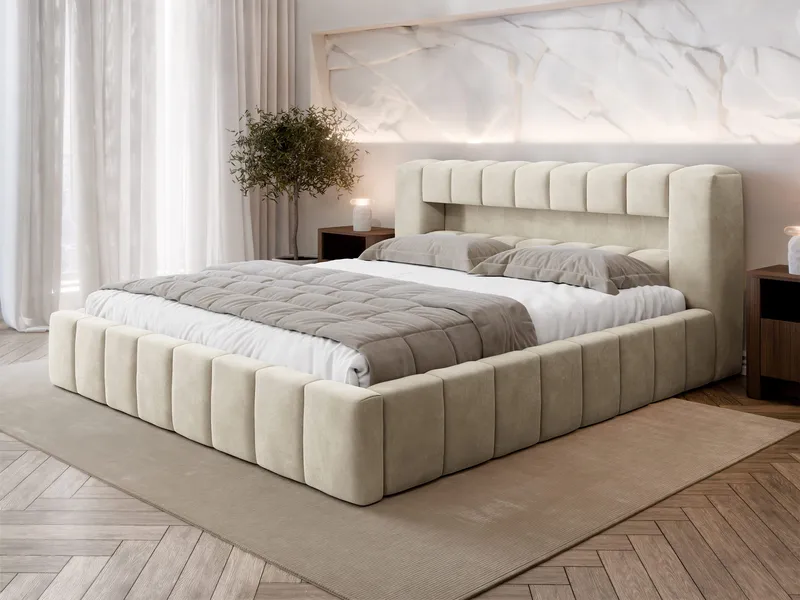 Ulvik Sängram med förvaring 180x200 cm - beige - Möbler - Säng - Sängram & sängstomme
