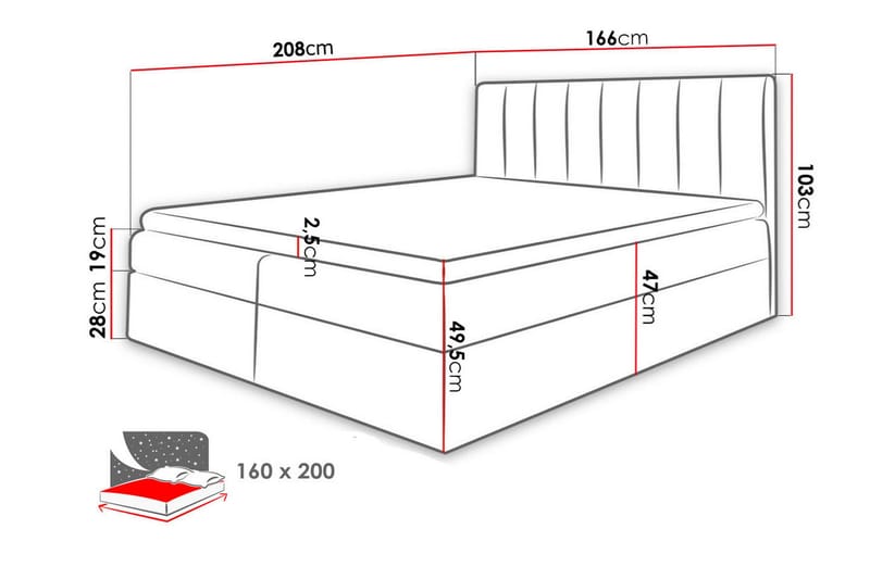 Vasil Kontinentalsäng 160x200 - Grå - Möbler - Säng - Kontinentalsäng