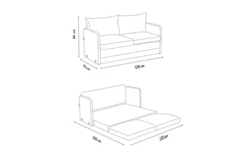 2-sits bäddsoffa Rubby (128 x 70 x 66 cm) Petrolgrön - Petrolgrön - Möbler - Soffa - Bäddsoffa