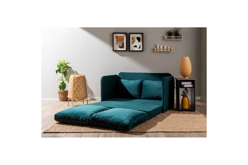 2-sits bäddsoffa Rubby (128 x 70 x 66 cm) Petrolgrön - Petrolgrön - Möbler - Soffa - Bäddsoffa