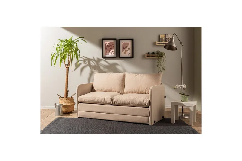 2-sits bäddsoffa Rubby (148 x 70 x 66 cm) Beige - Beige - Möbler - Soffa - Bäddsoffa