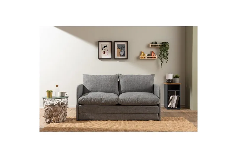 2-sits bäddsoffa Rubby (148 x 70 x 66 cm) Ljusgrå - Ljusgrå - Möbler - Soffa - Bäddsoffa