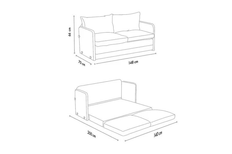 2-sits bäddsoffa Rubby (148 x 70 x 66 cm) Petrolgrön - Petrolgrön - Möbler - Soffa - Bäddsoffa
