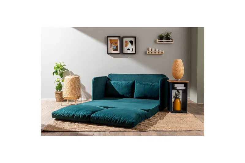 2-sits bäddsoffa Rubby (148 x 70 x 66 cm) Petrolgrön - Petrolgrön - Möbler - Soffa - Bäddsoffa