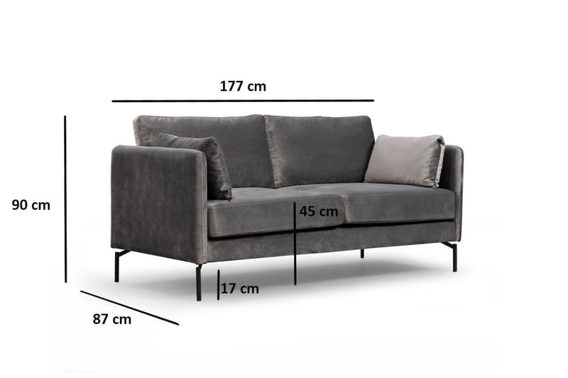 Mezonzo 2-sits Soffa - Grå - Möbler - Soffa - 2 sits soffa