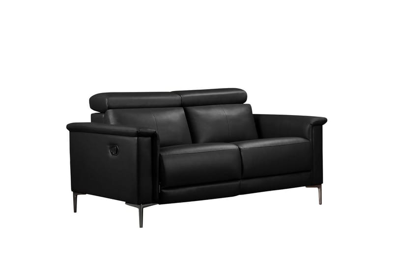 2-sitssoffa Lund Svart, Läder/PU, Manuell vilstol, Svart, Läder/PU, Manuell vilstol