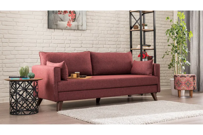 Antigua Soffa 3-sits, Röd