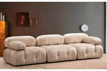 Belgin Bubblig Soffa 3-sits med fasta armstöd och repdetaljer - Beige - Möbler - Soffa - Modulsoffor - Komplett modulsoffa
