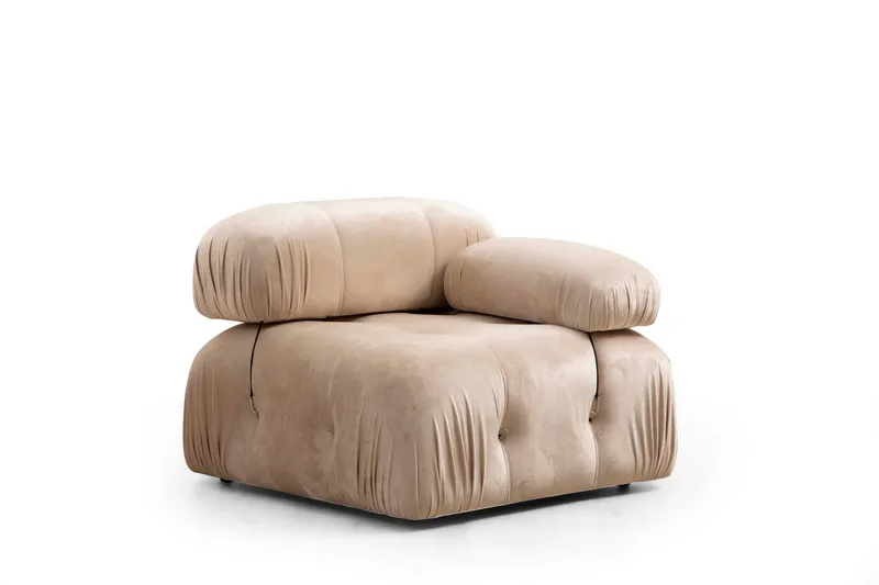 Belgin Bubblig Soffa 3-sits med fasta armstöd och repdetaljer - Beige - Möbler - Soffa - Modulsoffor - Komplett modulsoffa