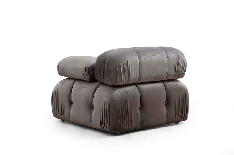 Belgin Bubblig Soffa 3-sits med fasta armstöd och repdetaljer - Grå - Möbler - Soffa - Modulsoffor - Komplett modulsoffa