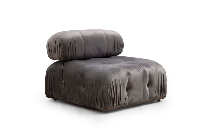 Belgin Bubblig Soffa 3-sits med fasta armstöd och repdetaljer - Grå - Möbler - Soffa - Modulsoffor - Komplett modulsoffa