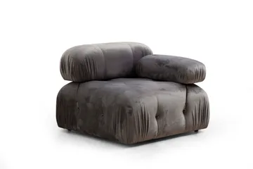 Belgin Bubblig Soffa 3-sits med fasta armstöd och repdetaljer - Grå - Möbler - Soffa - Modulsoffor - Komplett modulsoffa