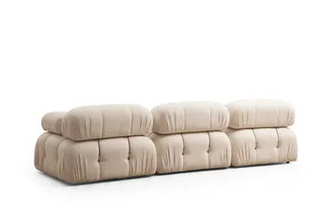 Bubblig Soffa 3-sits Belgin med fasta armstöd och repdetaljer - Ljusbeige - Möbler - Soffa - Modulsoffor - Komplett modulsoffa