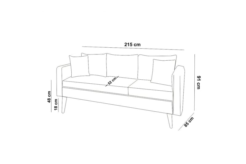 Espeut 3-sits Soffa - Grå - Möbler - Soffa - 3 sits soffa