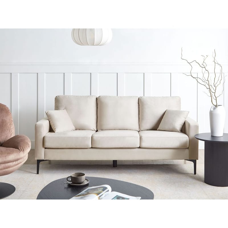 3-sits soffa Gavle - Beige, svart/Polyester - Möbler - Soffa - 3 sits soffa