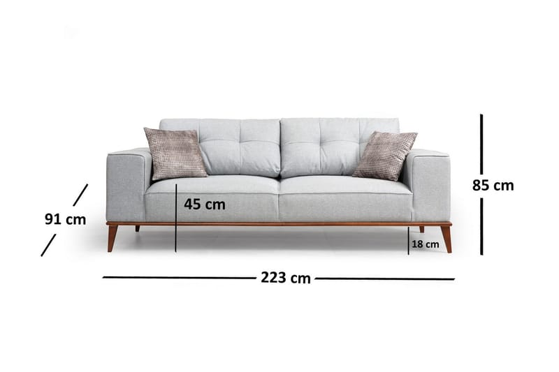 Jonnesha 3-Sits Soffa - Grå - Möbler - Soffa - Bäddsoffa - Bäddsoffa 3 sits