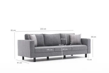 Kaletea Soffa 3-sits - Grå - Möbler - Soffa - 3 sits soffa
