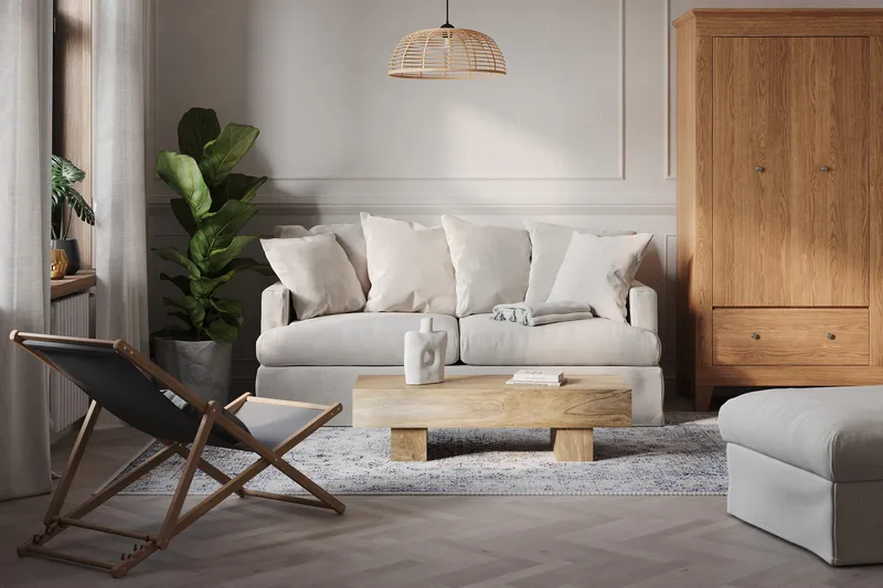 Menard 3-sits Djup Tygsoffa - Beige - Möbler - Soffa - 3 sits soffa