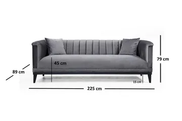 Mezonzo 3-sits Soffa - Grå - Möbler - Soffa - 3 sits soffa