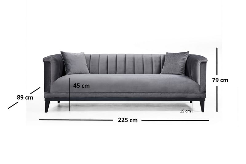 Mezonzo 3-sits Soffa - Grå - Möbler - Soffa - 3 sits soffa