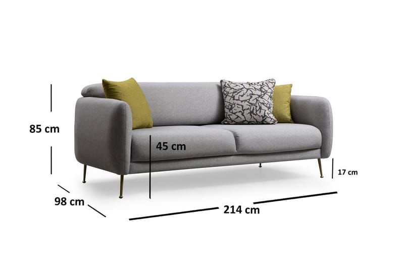 Panchenko 3-Sits Soffa - Grå - Möbler - Soffa - Bäddsoffa - Bäddsoffa 3 sits