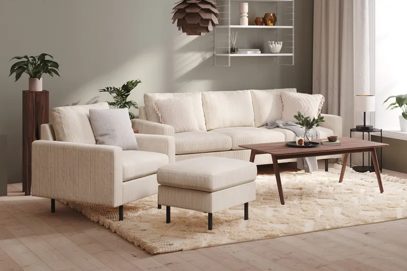 Peppe 3-sits Manchestersoffa - Beige - Möbler - Soffa - 3 sits soffa