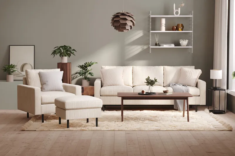 Peppe 3-sits Manchestersoffa - Beige - Möbler - Soffa - 3 sits soffa