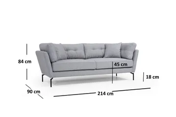 Schirra 3-Sits Soffa - Grå - Möbler - Soffa - 3 sits soffa