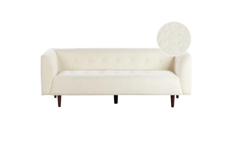 3-sitssoffa Byske Vitt, mörkt trä - Vit - Möbler - Soffa - 3 sits soffa