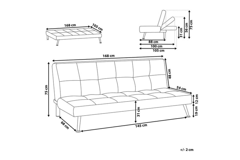 3-sitssoffa Hasle Röd, Svart - Rosa - Möbler - Soffa - Bäddsoffa