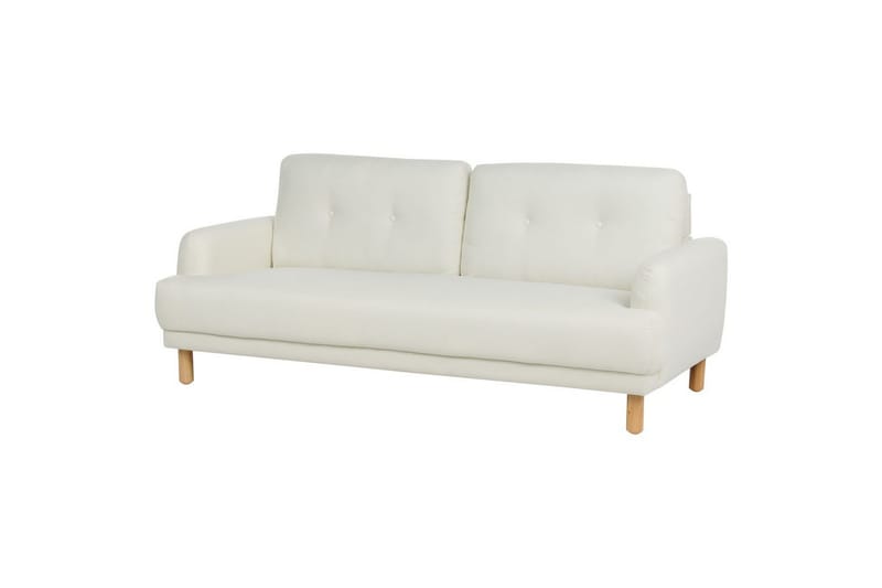 3-sitssoffa Tuve Off-white, ljust trä, Polyester - Off-white, ljust trä, Polyester - Möbler - Soffa - 3 sits soffa