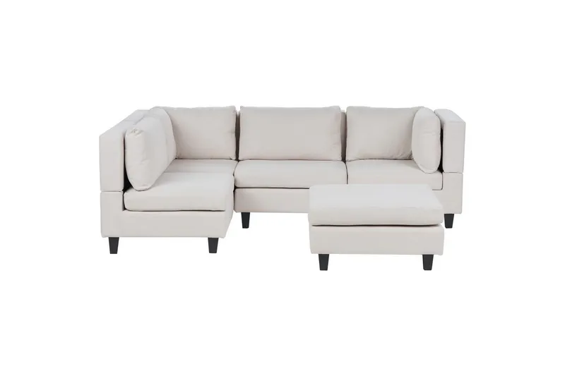 4-sits Hörnsoffa med fotpall Unstad Beige/svart - Beige/svart - Möbler - Soffa - Modulsoffor - Komplett modulsoffa