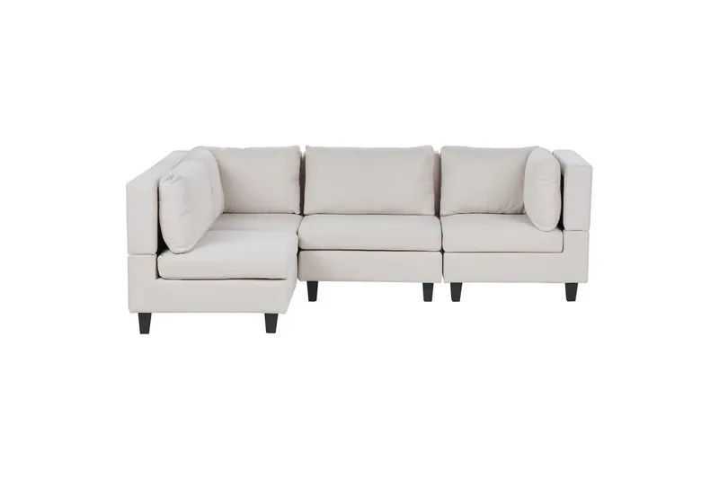 4-sits Hörnsoffa Unstad Beige/svart, Högervänd, Polyester - Beige/svart, Högervänd, Polyester - Möbler - Soffa - Modulsoffor - Komplett modulsoffa