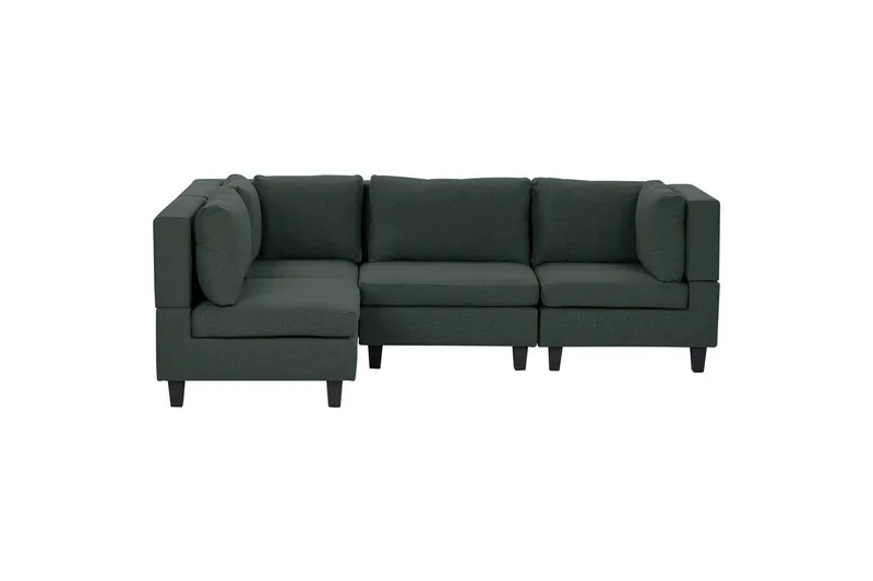 4-sits Hörnsoffa Unstad Grön/Svart, Högervänd, Polyester - Grön/Svart, Högervänd, Polyester - Möbler - Soffa - Modulsoffor - Komplett modulsoffa