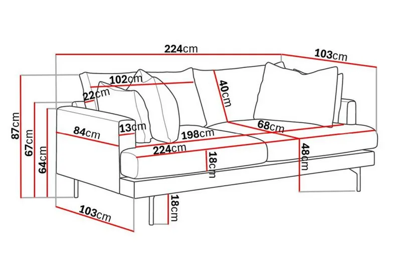 Menard 4-sits Djup Manchestersoffa - Beige - Möbler - Soffa - 4 sits soffa