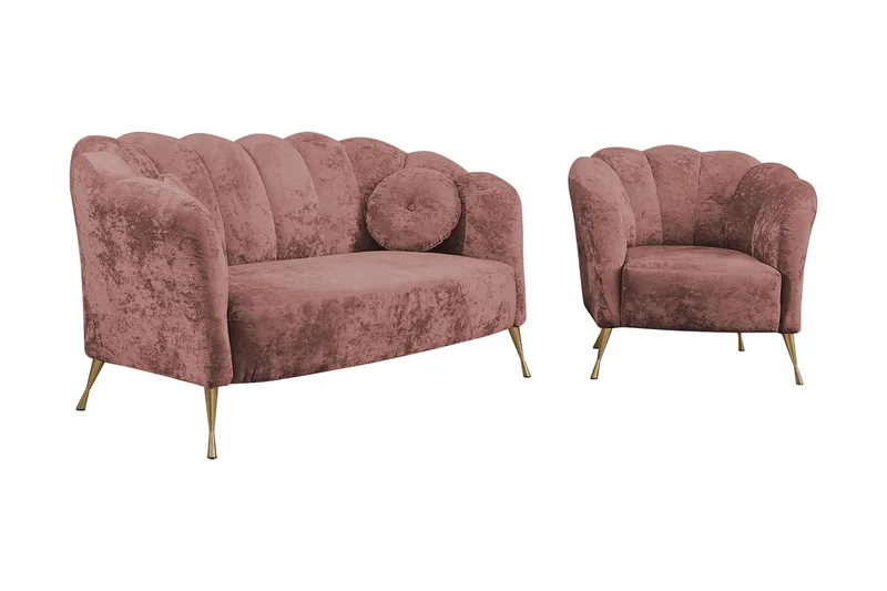 Adrial 3-sits Soffgrupp, Sammet/Rosa