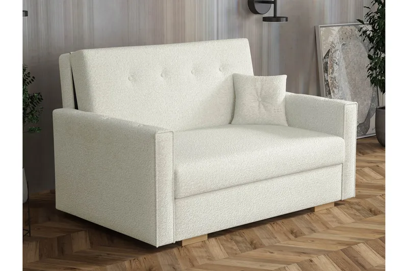 Ajiz Bäddsoffa 2-sits i Bouclé - Vit - Möbler - Soffa - Bäddsoffa