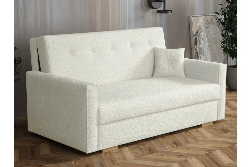 Ajiz Bäddsoffa 3-sits i Bouclé - Vit - Möbler - Soffa - Bäddsoffa