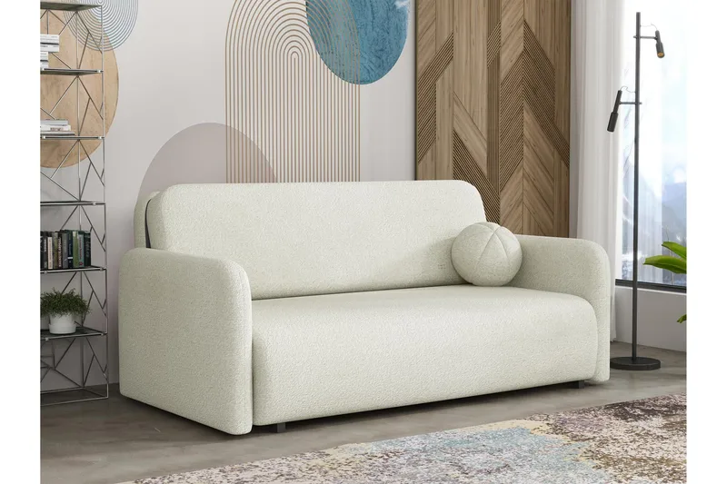 Ajmeri Bäddsoffa 3-sits i Bouclé - Vit - Möbler - Soffa - Bäddsoffa