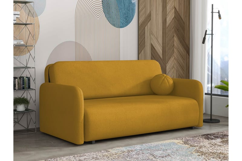 Ajmeri Bäddsoffa 3-sits i Plysch - Gul - Möbler - Soffa - Bäddsoffa