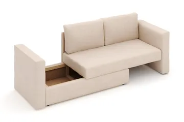 Alnaryd 2-3-sits Bäddsoffa med Fällbart Armstöd - Beige - Möbler - Soffa - Bäddsoffa
