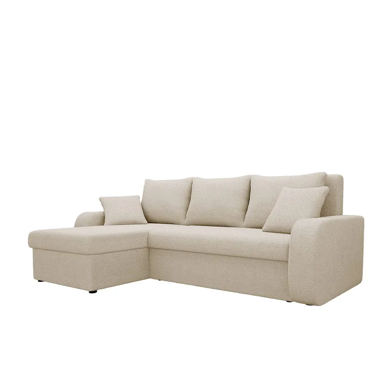 Alvared 3-sits Vänstervänd L-formad Divansoffa med Förvaring i Bouclé, Beige