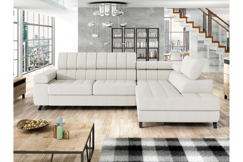 Amshyttan Bäddsoffa m. Schäslong 3-sits - Vit - Möbler - Soffa - Bäddsoffa