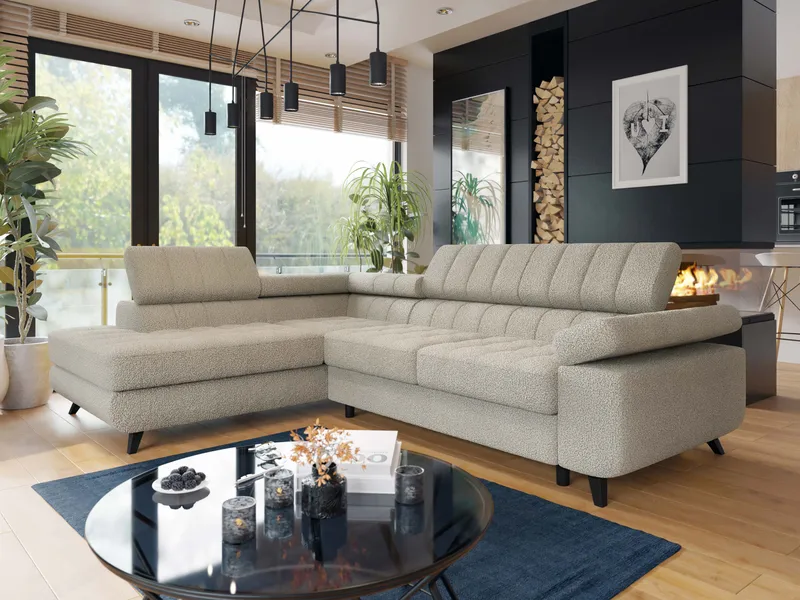 Amshyttan Bäddsoffa med Schäslong 4-sits, Beige